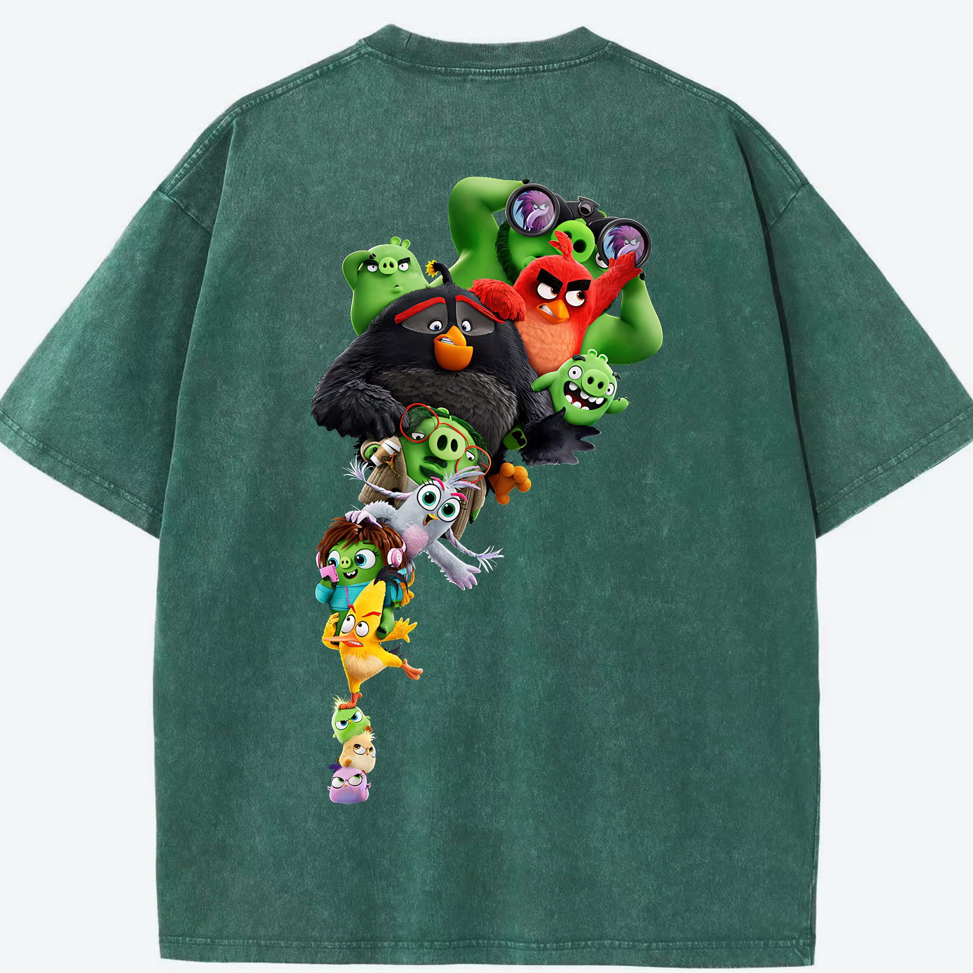 （画像用） Angry Birds アングリーバード 綿100% ヴィンテージ風 半袖Tシャツ（背面プリント）